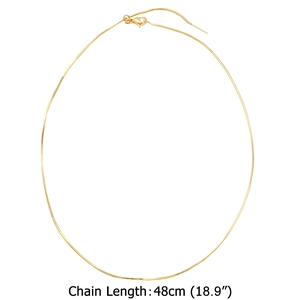 Gold plated snake chain necklace with lobster clasp and adjustable bead, 48cm length