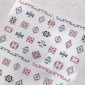 5D embossed Japanese nail stickers with Persian totem patterns and 3D floral textures