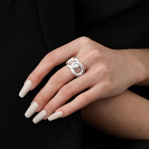 Fashion Knotted Copper Ring For Women Real Gold Plated Minimalist Minimalist Double Layer Geometric Adjustable Open Band Jewelry Gift