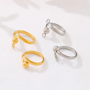 Gold and silver DIY open ring bases with attachment loops made of stainless steel