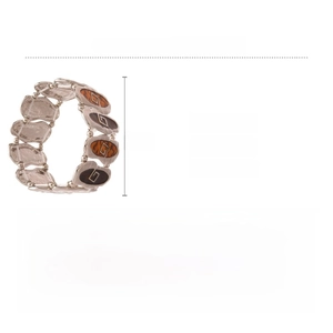 Detailed specs of vintage oval oil-dripped stretch bracelet, 3.5cm width and 19cm length