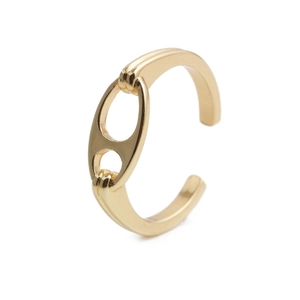 Anello aperto in rame dorato da donna con design classico a maglia a naso di maiale