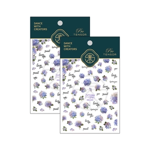 Watercolour hydrangea nail stickers with blue and purple floral patterns MN-289