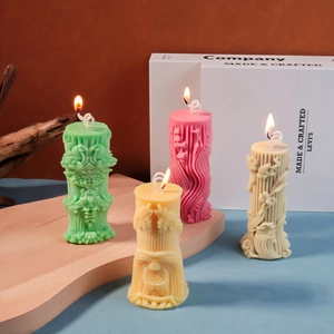 Cilinder Siliconen Kaarsvorm 3D Reliëf Bloemenpatroon DIY Gips Ambacht Wax Tool Europese Stijl Decoratief