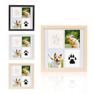 DIY baby or pet footprint keepsake frame set in three wood finishes with four slots