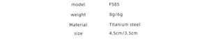 Detailed size chart for retro titanium steel earrings with weight and material specs