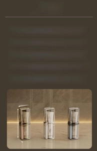 Detailed view of portable travel toothbrush cups in brown, gray and clear PET material