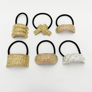Hair Ties Elastic Band With Hammered Texture Alloy Metal Irregular Minimalist Luxury Style Ponytail Holder For Women