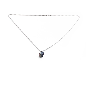 Minimalist silver twist chain necklace with irregular natural raw amethyst stone pendant