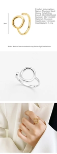Detalles del producto de anillos de oro de 14K y plata con guía de tallas y medidas