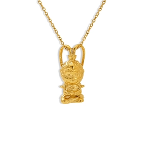 Golden Sun Wukong pendant necklace with polished stainless steel finish for men