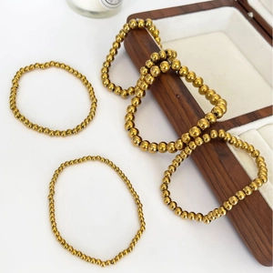 Bracciali a sfere in acciaio inossidabile placcato oro 18K in varie misure da donna