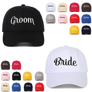 Groom Bride Embroidery Baseball Cap Cotton Blend Curved Brim Adjustable Wedding Party Hat Novelty Gift