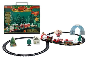 Classic electric Christmas train set with 260cm track, engine lights, and realistic sound