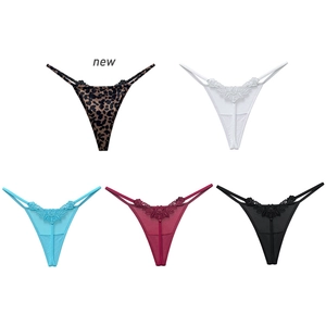 Lace thong for women featuring floral embroidery and thin straps in five colors