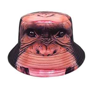 Chapeau Bob En Polyester Imprimé Visage De Gorille 3D Protection Solaire Streetwear Rétro Extérieur Voyage Hommes Femmes Nouveauté