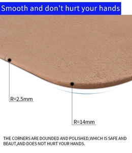 Detailed close-up showing R2.5mm and R14mm rounded corner craftsmanship of brown clipboard