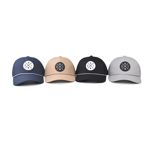 Breathable trucker hats in four colors with laser cut mesh and circular logo embroidery