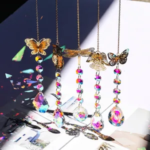 5-pack golden animal crystal suncatchers with butterfly and owl rainbow prisms