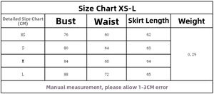 Guide des tailles pour mini robe patchwork femme avec buste, taille et longueur en CM