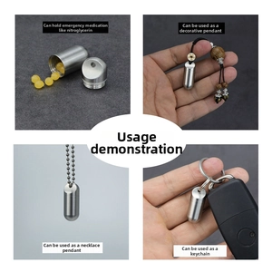 Mini titanium waterproof capsule used as a pill holder, necklace pendant, and keychain