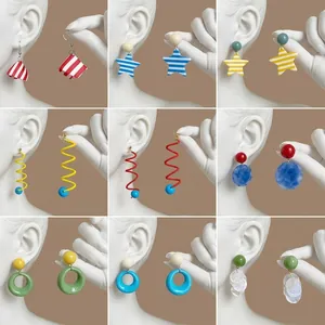 Fashion Tassel Earrings With Silver Earring Post Resin Flower Geometric Butterfly French Style High End Accessories