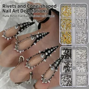 Nail Art Decoration Alloy Metal Punk Cone Spikes 3D Gothic Charms DIY Manicure Accessories