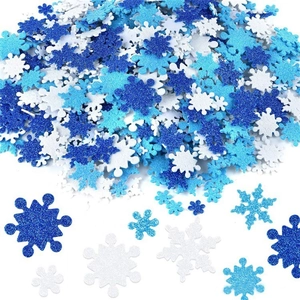 Snowflake Stickers Glitter Foam Self-Adhesive Blue White Sparkly Christmas Party DIY Craft Decorations For Kids Home
