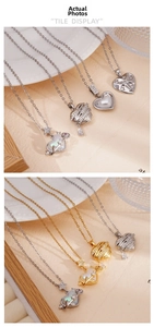 Macro view of assorted 18K gold plated heart pendants with shell and zircon inlay