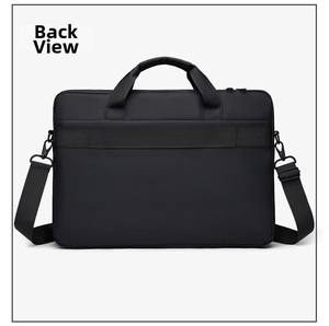 Business laptop bag back view featuring a luggage strap for travel convenience