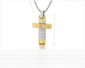 Dimensions détaillées du pendentif croix or et argent avec chaîne de 550mm