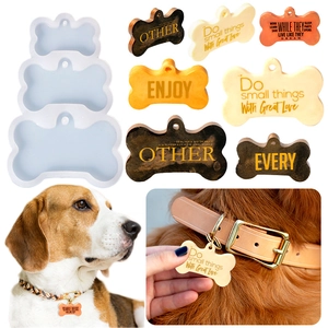 Botvorm Siliconen Mal Meerdere Maten Voor DIY Huisdier ID Tag Sleutelhanger Epoxyhars Gieten Gereedschap Transparant