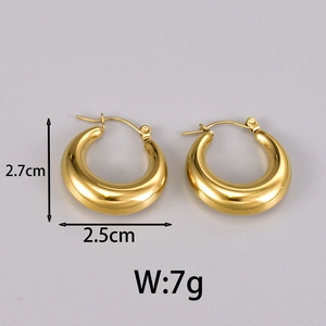 Chunky Hoop Earrings Titanium Steel 18K Gold Plated Mirror Finish Minimalist Geometric Jewelry For Women
