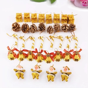 36-piece Christmas tree ornament set with golden gift boxes, pine cones and bells