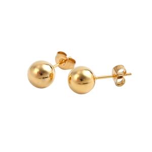 Minimalist 18K gold-plated stainless steel ball stud earrings with high-polish finish