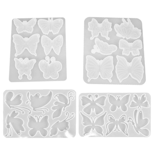 Four-piece set of butterfly silicone molds for crystal resin DIY pendant crafts