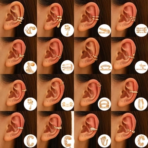Zircon Copper Ear Cuffs Non Piercing Clip On Earrings For Women Geometric Snake Leopard Star Flower Minimalist Jewelry