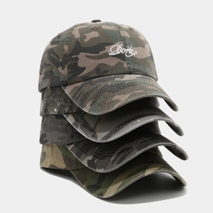 Camouflage Baseball Cap Cotton Washed Distressed White Letter Embroidery Outdoor Sun Hat Retro Streetwear For Men Women
