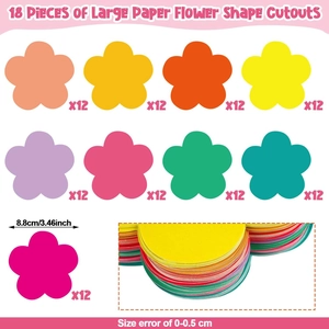 108pcs colorful flower paper cutouts for classroom bulletin board decorations 8.8cm