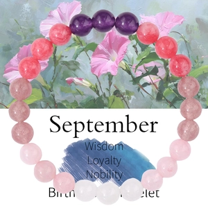 September birthstone bracelet with multi-colored crystals and flower gift card set