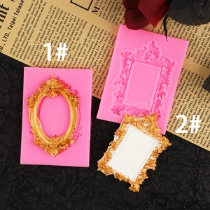 Pink vintage frame silicone molds for cake decorating and DIY clay crafts, 2 styles included