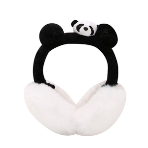 Cute plush panda earmuffs for winter warmth and wind protection for kids and adults