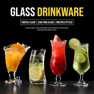 Premium assorted highball cocktail glasses for mojitos and juices in lead-free glass