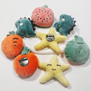 Cute plush fruit and animal brooch pins set featuring starfish carrot and dinosaur