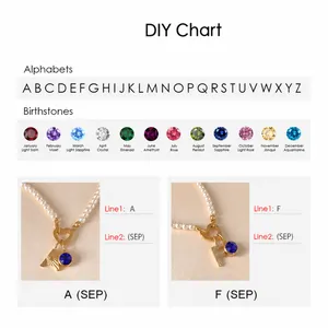 Collier de perles DIY avec pierre de naissance et pendentif alphabet cœur pour femme