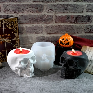 Skull shape candle jar silicone mold for Halloween DIY resin and plaster crafts