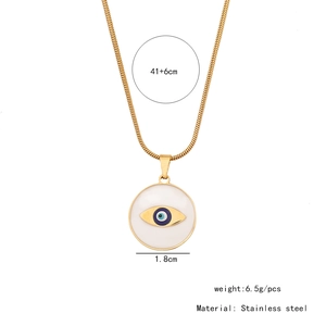 Detailed size specifications for the gold evil eye pendant stainless steel necklace