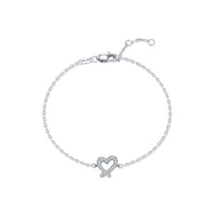 Elegant S925 sterling silver chain bracelet with a sparkling moissanite heart pendant