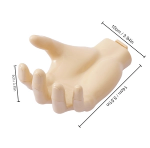 Detailed dimensions of the hand-shaped wall hook showing length and width measurements