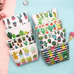 Collection de porte-monnaie en cuir PU avec imprimé cactus et fermeture éclair